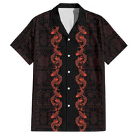 Hawaii Japan Koi Fish Red Family Matching Off Shoulder Maxi Dress and Hawaiian Shirt Tapa Pattern - Polynesian Pride