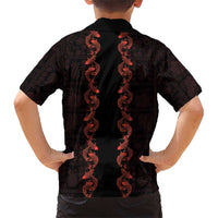 Hawaii Japan Koi Fish Red Family Matching Summer Maxi Dress and Hawaiian Shirt Tapa Pattern - Polynesian Pride
