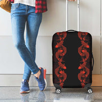Hawaii Japan Koi Fish Red Luggage Cover Tapa Pattern - Polynesian Pride