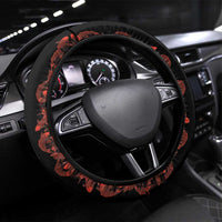 Hawaii Japan Koi Fish Red Steering Wheel Cover Tapa Pattern - Polynesian Pride