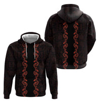 Hawaii Japan Koi Fish Red Zip Hoodie Tapa Pattern - Polynesian Pride