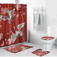 Hawaii Japan Cranes Sakura Flower Red Bathroom Set Japan Heritage Spirit LT01 Bathroom Set (4 pcs) Red - Polynesian Pride