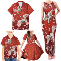 Hawaii Japan Cranes Sakura Flower Red Family Matching Tank Maxi Dress and Hawaiian Shirt Japan Heritage Spirit LT01 - Polynesian Pride