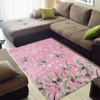 Cranes Sakura Floral Pink Pastel Area Rug Hawaii Japan Culture LT01 - Polynesian Pride