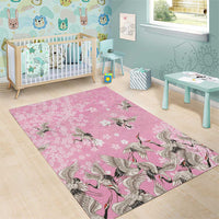 Cranes Sakura Floral Pink Pastel Area Rug Hawaii Japan Culture LT01 - Polynesian Pride
