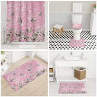 Cranes Sakura Floral Pink Pastel Bathroom Set Hawaii Japan Culture LT01 - Polynesian Pride