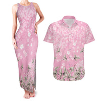 Cranes Sakura Floral Pink Pastel Couples Matching Tank Maxi Dress and Hawaiian Shirt Hawaii Japan Culture LT01 Pink - Polynesian Pride