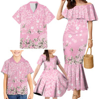 Cranes Sakura Floral Pink Pastel Family Matching Mermaid Dress and Hawaiian Shirt Hawaii Japan Culture LT01 - Polynesian Pride
