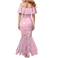 Cranes Sakura Floral Pink Pastel Family Matching Mermaid Dress and Hawaiian Shirt Hawaii Japan Culture LT01 - Polynesian Pride