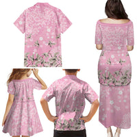 Cranes Sakura Floral Pink Pastel Family Matching Puletasi and Hawaiian Shirt Hawaii Japan Culture LT01 - Polynesian Pride