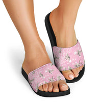 Cranes Sakura Floral Pink Pastel Slide Sandals Hawaii Japan Culture - Polynesian Pride