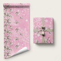 Cranes Sakura Floral Pink Pastel Wrapping Paper Hawaii Japan Culture