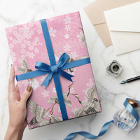 Cranes Sakura Floral Pink Pastel Wrapping Paper Hawaii Japan Culture