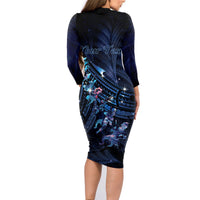 Personalised Matariki Paua Shell New Zealand Family Matching Long Sleeve Bodycon Dress and Hawaiian Shirt Haka Dance At The Starry Night LT01 - Polynesian Pride
