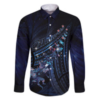Personalised Matariki Paua Shell New Zealand Family Matching Short Sleeve Bodycon Dress and Hawaiian Shirt Haka Dance At The Starry Night LT01 Dad's Shirt - Long Sleeve Black - Polynesian Pride
