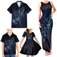Personalised Matariki Paua Shell New Zealand Family Matching Tank Maxi Dress and Hawaiian Shirt Haka Dance At The Starry Night LT01 - Polynesian Pride