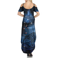 Personalised Matariki Kiwi Summer Maxi Dress Silver Fern LT01 - Polynesian Pride