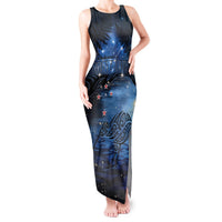 Personalised Matariki Kiwi Tank Maxi Dress Silver Fern LT01 Women Black - Polynesian Pride