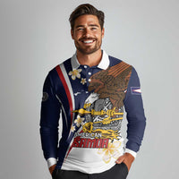 Personalized American Samoa Long Sleeve Polo Shirt Amerika Samoa Bald Eagle