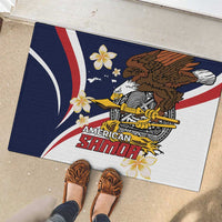Personalized American Samoa Rubber Doormat Amerika Samoa Bald Eagle