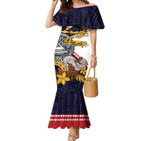 American Samoa Eagle Kava Bowl Mermaid Dress Plumeria Polynesian Pattern