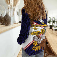 American Samoa Eagle Kava Bowl Women Casual Shirt Plumeria Polynesian Pattern