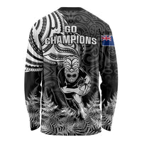 New Zealand Silver Fern Rugby Long Sleeve Shirt Maori Tiki Player With Ta Moko Tribal LT01 - Polynesian Pride