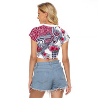 Hawaii Kakau Mix Paisley Pattern Raglan Cropped T Shirt Polynesian Tropical Unique Style LT01 - Polynesian Pride