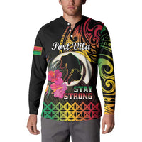 Personalised Vanuatu Port Vila Stay Strong Button Sweatshirt Long God Yumi Stanap
