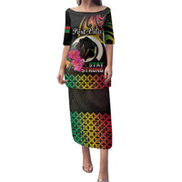 Personalised Vanuatu Port Vila Stay Strong Family Matching Puletasi and Hawaiian Shirt Long God Yumi Stanap LT01 Mom's Dress Black - Polynesian Pride