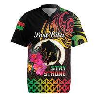 Personalised Vanuatu Port Vila Stay Strong Rugby Jersey Long God Yumi Stanap LT01 Black - Polynesian Pride