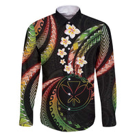 Hawaii Map Kanaka Maoli Family Matching Puletasi and Hawaiian Shirt Fantastic Frangipani Reggae LT01 Dad's Shirt - Long Sleeve Reggae - Polynesian Pride