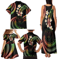 Hawaii Map Kanaka Maoli Family Matching Tank Maxi Dress and Hawaiian Shirt Fantastic Frangipani Reggae LT01 - Polynesian Pride