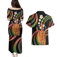 Hawaii King Kamehameha Couples Matching Puletasi and Hawaiian Shirt Fantastic Plumeria Reggae