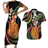 Hawaii King Kamehameha Couples Matching Short Sleeve Bodycon Dress and Hawaiian Shirt Fantastic Plumeria Reggae LT01 Reggae - Polynesian Pride