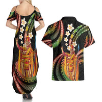 Hawaii King Kamehameha Couples Matching Summer Maxi Dress and Hawaiian Shirt Fantastic Plumeria Reggae LT01 - Polynesian Pride