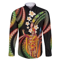 Hawaii King Kamehameha Family Matching Mermaid Dress and Hawaiian Shirt Fantastic Plumeria Reggae LT01 Dad's Shirt - Long Sleeve Reggae - Polynesian Pride