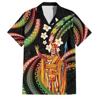 Hawaii King Kamehameha Family Matching Off The Shoulder Long Sleeve Dress and Hawaiian Shirt Fantastic Plumeria Reggae LT01 Dad's Shirt - Short Sleeve Reggae - Polynesian Pride