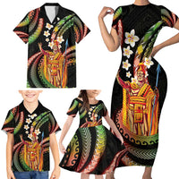 Hawaii King Kamehameha Family Matching Short Sleeve Bodycon Dress and Hawaiian Shirt Fantastic Plumeria Reggae LT01 - Polynesian Pride