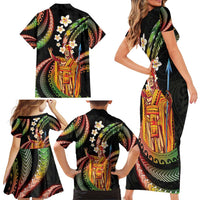 Hawaii King Kamehameha Family Matching Short Sleeve Bodycon Dress and Hawaiian Shirt Fantastic Plumeria Reggae LT01 - Polynesian Pride