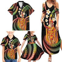 Hawaii King Kamehameha Family Matching Summer Maxi Dress and Hawaiian Shirt Fantastic Plumeria Reggae LT01 - Polynesian Pride