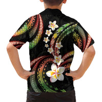 Hawaii Plumeria Reggae Family Matching Summer Maxi Dress and Hawaiian Shirt Polynesian Pattern