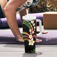 Hawaii Plumeria Reggae Tumbler With Handle Polynesian Pattern