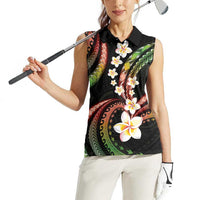 Hawaii Plumeria Reggae Women Sleeveless Polo Shirt Polynesian Pattern