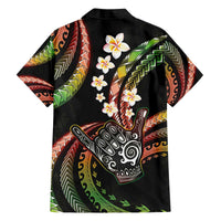 Hawaii Shaka Sign Family Matching Off The Shoulder Long Sleeve Dress and Hawaiian Shirt Fantastic Frangipani Reggae LT01 - Polynesian Pride