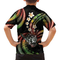 Hawaii Shaka Sign Family Matching Short Sleeve Bodycon Dress and Hawaiian Shirt Fantastic Frangipani Reggae LT01 - Polynesian Pride