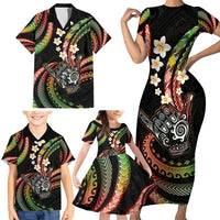 Hawaii Shaka Sign Family Matching Short Sleeve Bodycon Dress and Hawaiian Shirt Fantastic Frangipani Reggae LT01 - Polynesian Pride