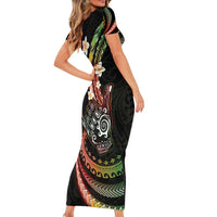 Hawaii Shaka Sign Family Matching Short Sleeve Bodycon Dress and Hawaiian Shirt Fantastic Frangipani Reggae LT01 - Polynesian Pride