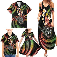 Hawaii Shaka Sign Family Matching Summer Maxi Dress and Hawaiian Shirt Fantastic Frangipani Reggae LT01 - Polynesian Pride