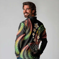 Hawaii Shaka Sign Long Sleeve Polo Shirt Fantastic Frangipani Reggae